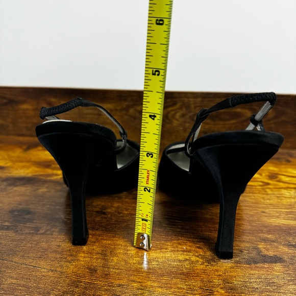 NWT Valerie Stevens Starlet Black Velvet Sling Back Rhinestone Pointed Toe Sz 6 - Picture 5 of 10
